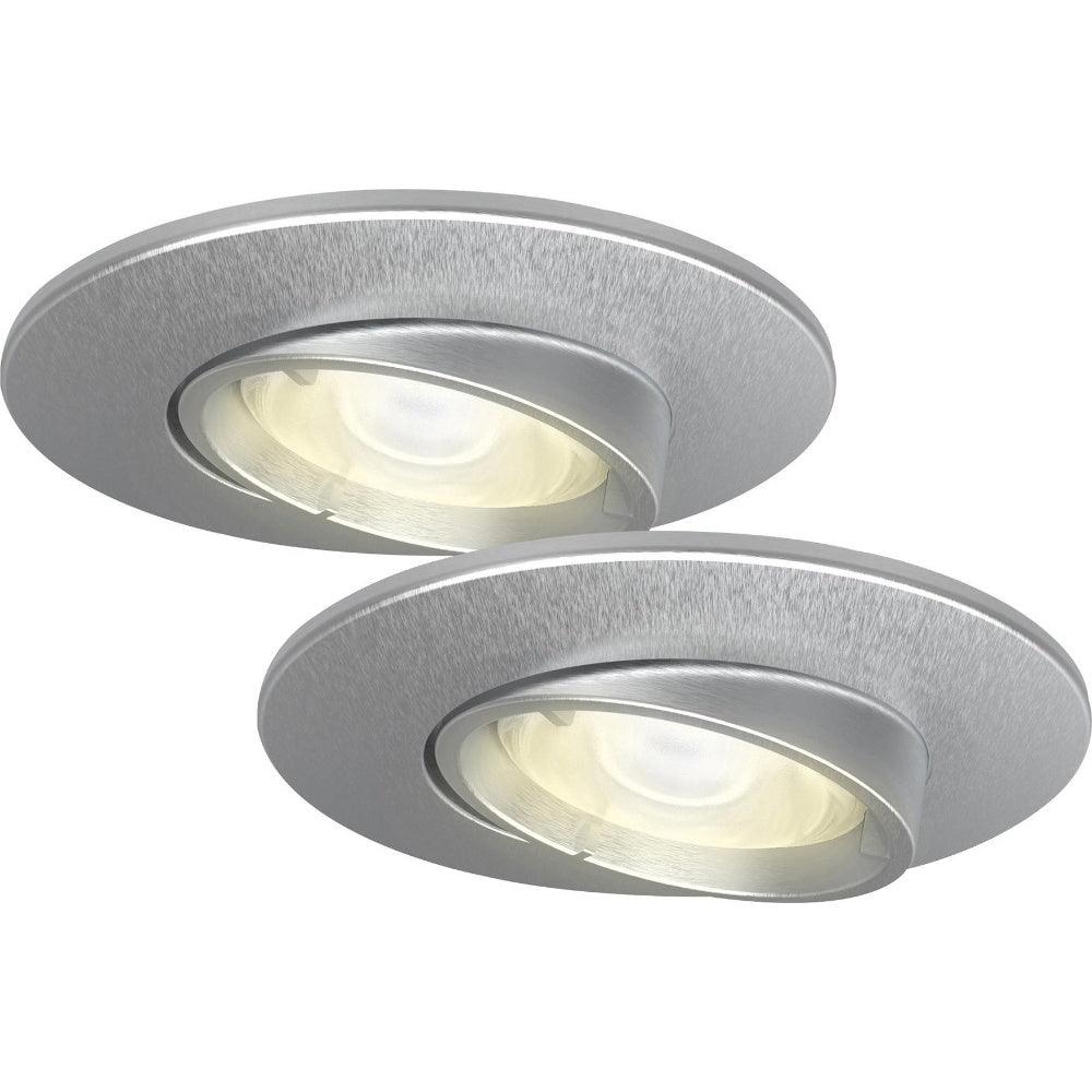 4lite WiZ Connected Fire-Rated IP20 GU10 Smart Adjustable LED Downlight - Satin Chrome - Pack of 2