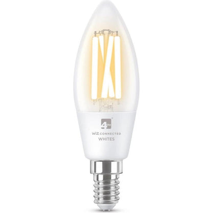 4lite WiZ Connected C35 Candle Filament White WiFi LED Smart Bulb - E14 Small Screw - Pack of 2