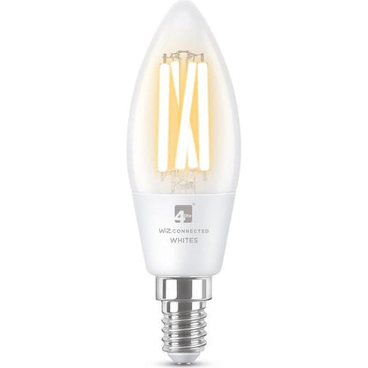 4lite WiZ Connected C35 Candle Filament White WiFi LED Smart Bulb - E14 Small Screw - Pack of 2