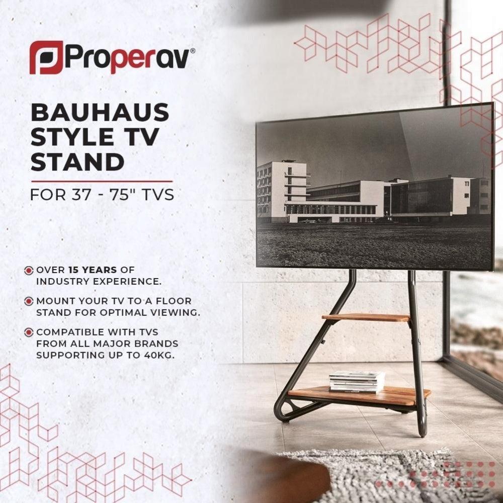 ProperAV TV Floor Stand Bauhaus Style for 37’’-75’’ Screens Black Max Load 40kg