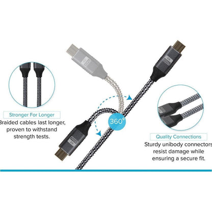 Maplin PRO USB-C to USB-C Cable Braided 100W PD V3.2 Gen2 20Gbs 3m