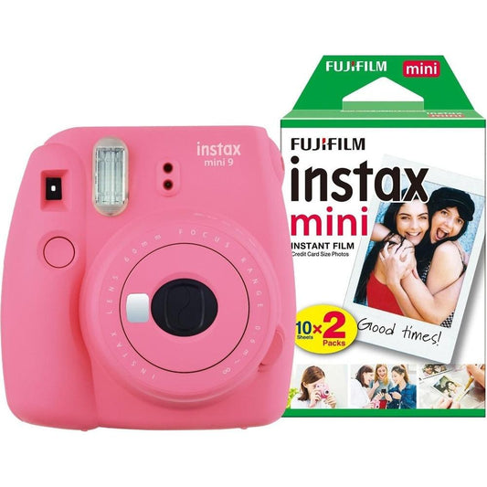 Fujifilm Instax Mini 9 Instant Camera - Flamingo Pink - Camera + 20 Shot Pack