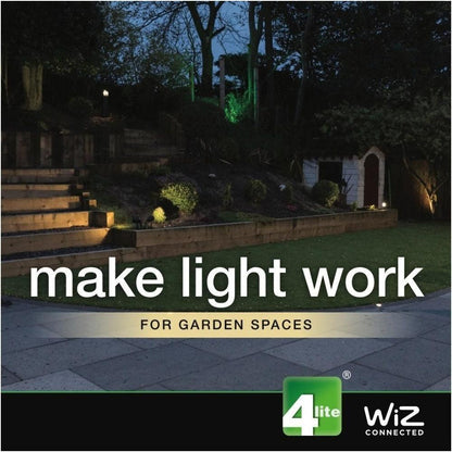 4lite WiZ Connected Outdoor IP65 Multicolour GU10 Smart LED Spike Light - Pack of 2 + Remote