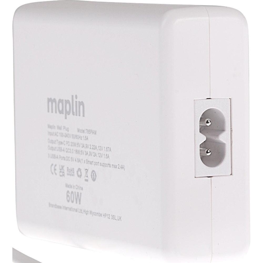 Maplin 5 Port USB Charging Station 4x USB-A/ 1x USB-C PD QC 3.0 60W High Speed Charging 1.6m Cable