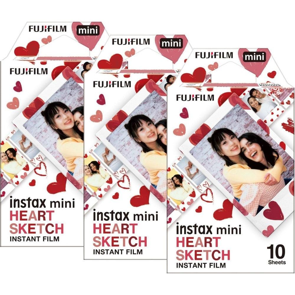 Fujifilm Instax Mini Instant Photo Film - Heart Sketch - Pack of 30