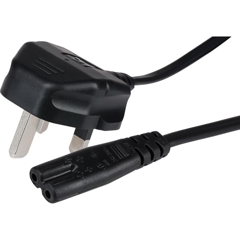 Maplin Power Lead IEC C7 Fig 8 2 Pin Plug to UK 3 Pin Mains Plug - 1.5m, 3 Amp Fuse