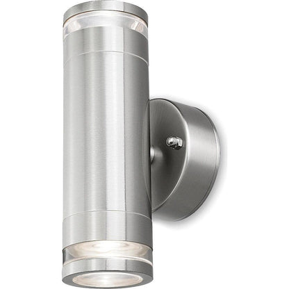 4lite Marinus GU10 Bi-Directional Outdoor Wall Light without PIR - Stainless Steel - Pack of 2