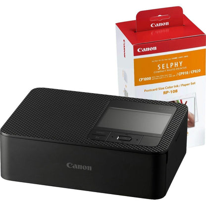 Canon SELPHY CP1500 Wireless Photo Printer inc RP-108 Ink Paper Set - Black