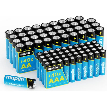 Maplin 40x AA LR6 /40x AAA LR03 1.5V Alkaline Batteries 7 Year Shelf Life High Performance