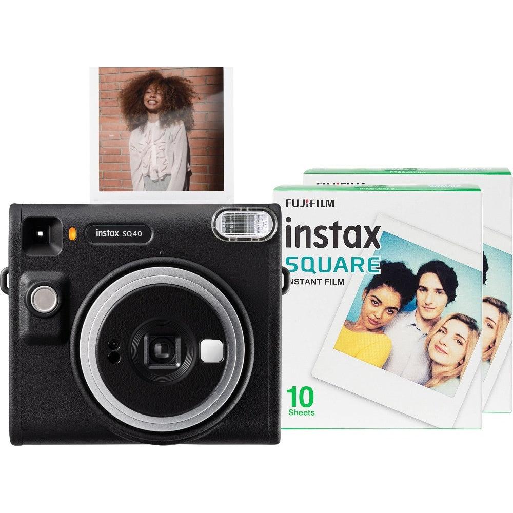 Fujifilm Instax Square SQ40 Instant Camera - Black - Camera + 20 Shot Pack