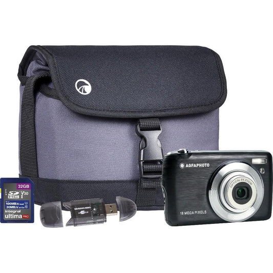 Agfa DC8200 Camera Kit with Sandisk 32GB SD, Card Reader & Shoulder Bag - Black