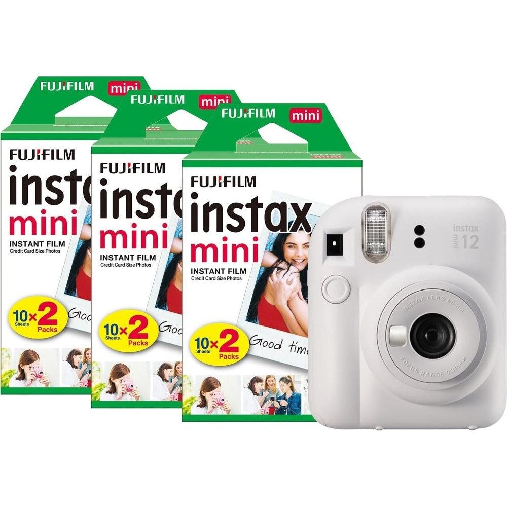 Fujifilm Instax Mini 12 Instant Camera - Clay White - Camera + 60 Shot Pack