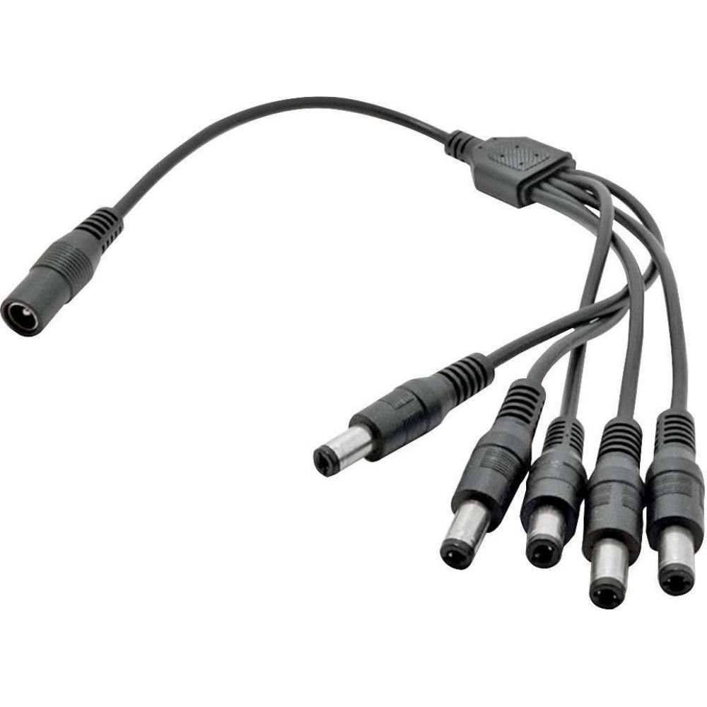 Maplin 5 Way Power Splitter Cable DC 1x Female 5x Male 5.5 x 2.1mm Plug for CCTV - Black