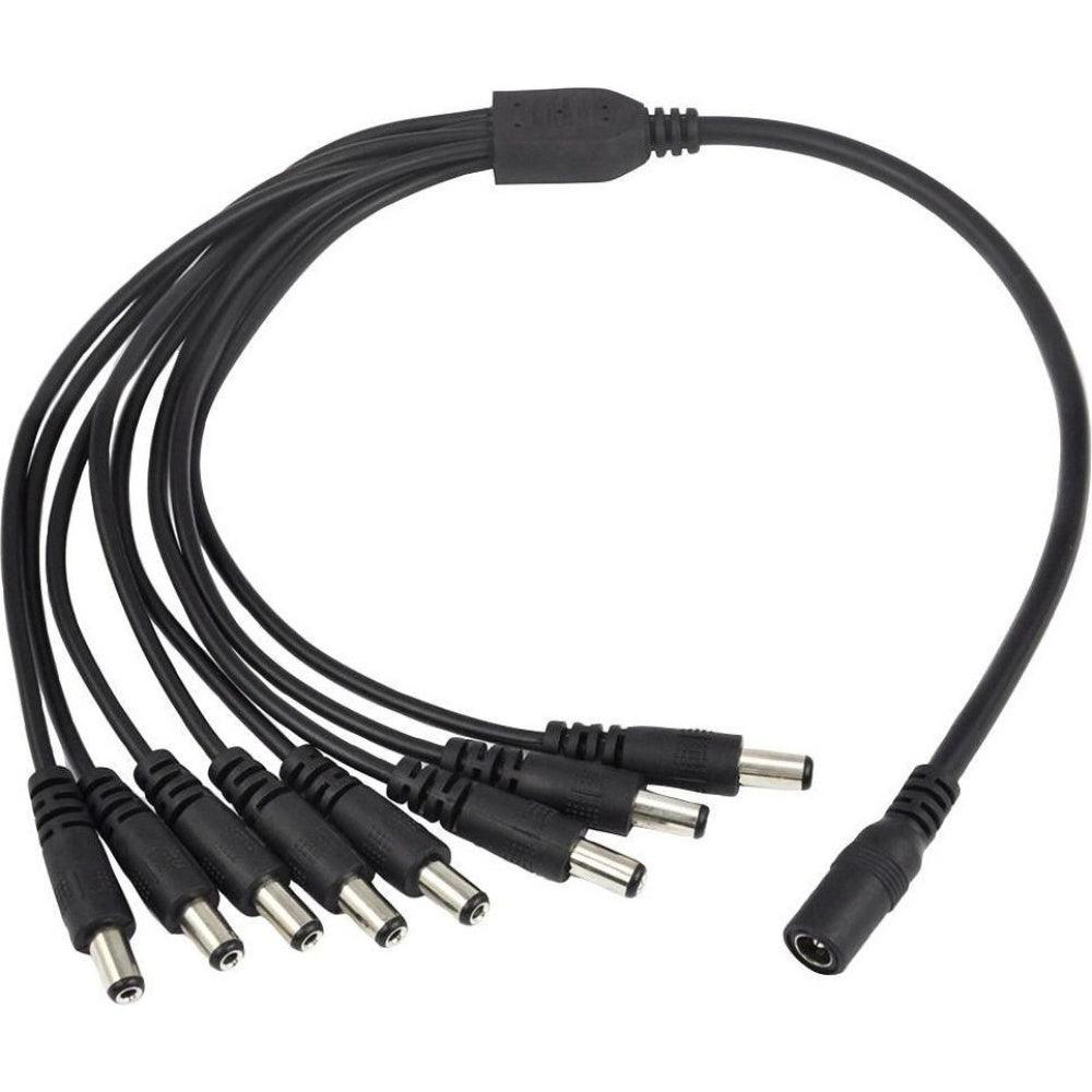 Maplin 8 Way Power Splitter Cable DC 1x Female 8x Male 5.5 x 2.1mm Plug for CCTV - Black