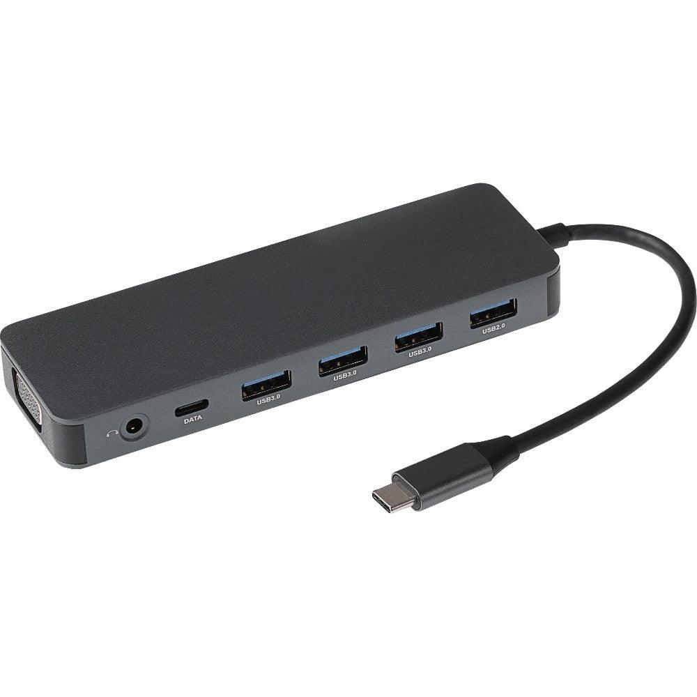 Nikkai USB-C Multiport Hub to 2x USB-C / 4x USB-A / 2x HDMI / Gigabit RJ45 / VGA / SD / Aux - Silver