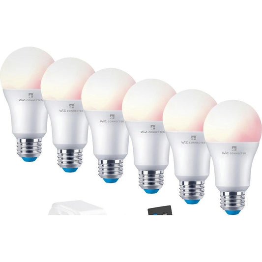 4lite WiZ Connected Smart Lighting Kit including 6x E27 Large Screw Bulbs 1x Remote Control & 2x 3-Pin UK Plugs