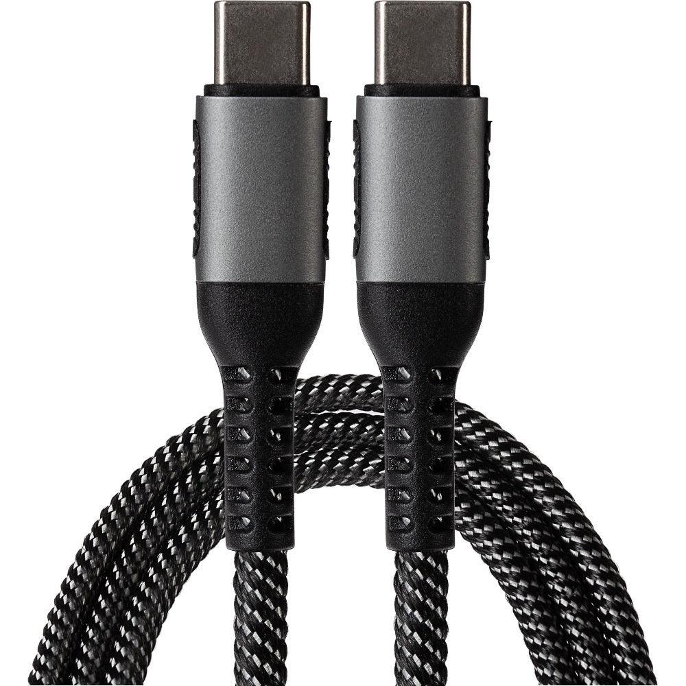 Maplin USB-C to USB-C 60W Braided Cable - Black, 3m