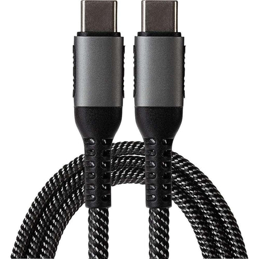 Maplin USB-C to USB-C 60W Braided Cable - Black 3m