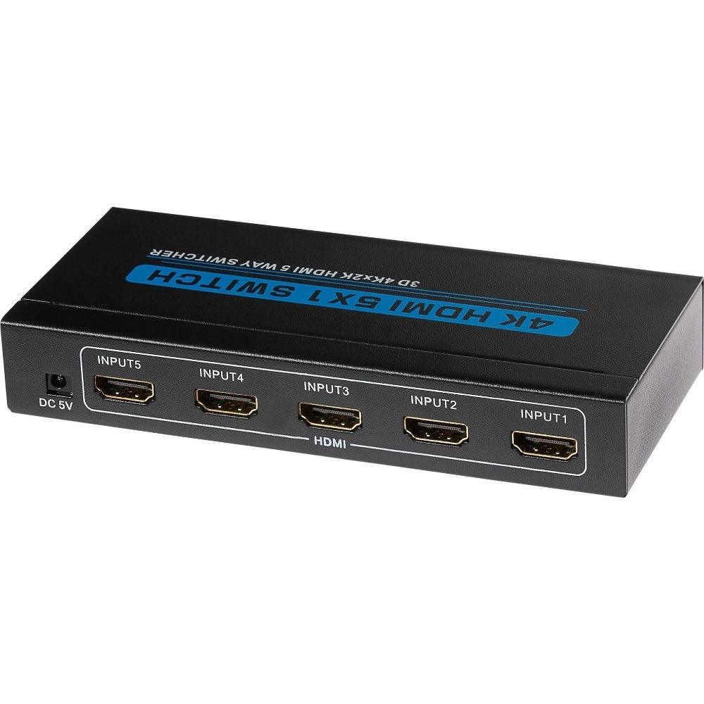 Maplin HDMI Switch 5 Ports In 1 Port Out Ultra HD 4K@30Hz with Remote Control