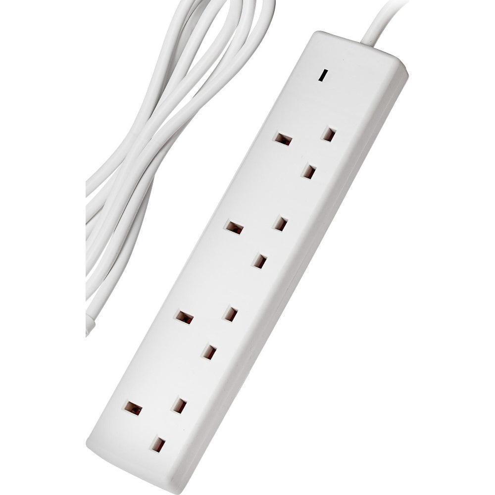 Maplin 4 Socket Extension Lead 4 Gang 240V/50Hz 13A Neon Indicator - White 2m