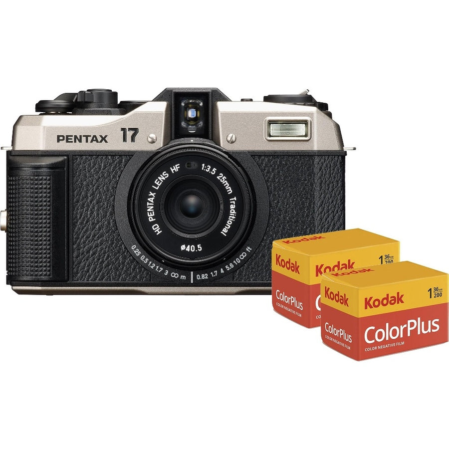 Pentax 17 Film Camera - Dark Silver - Camera & 2x 36 Exposure 35mm Film