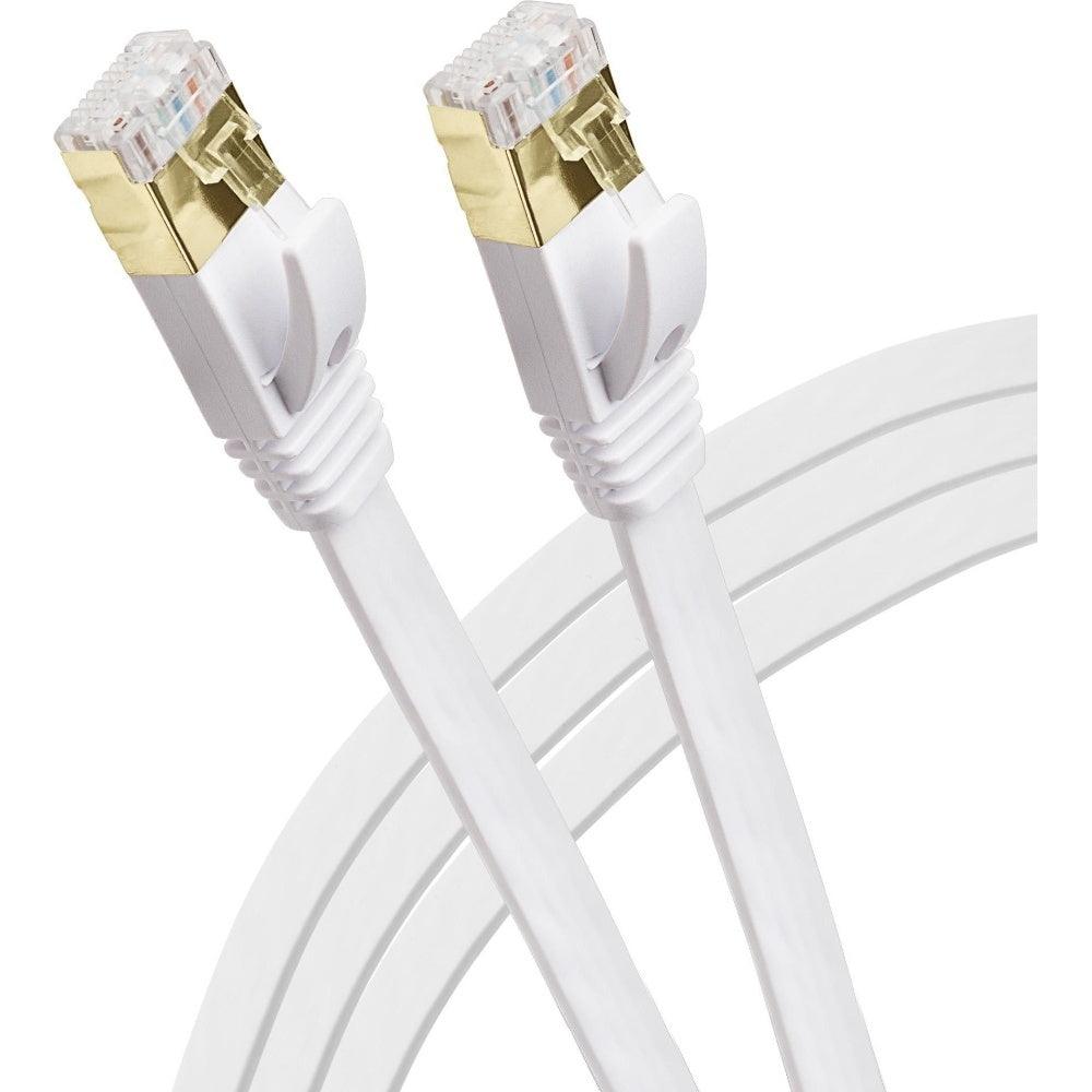 Maplin RJ45 CAT7 Flat Ethernet LAN Cable - White - 0.5m