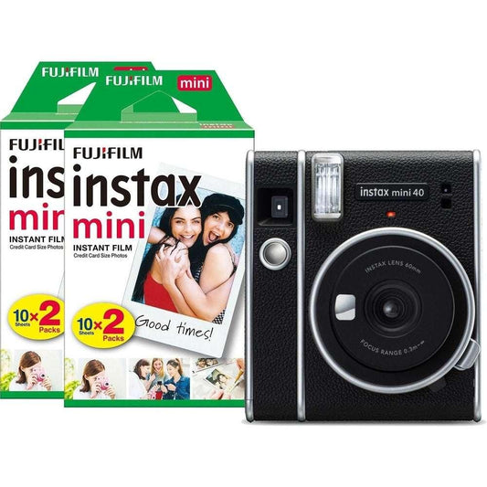 Fujifilm Instax Mini 40 Instant Camera - Black - Camera + 40 Shot Pack