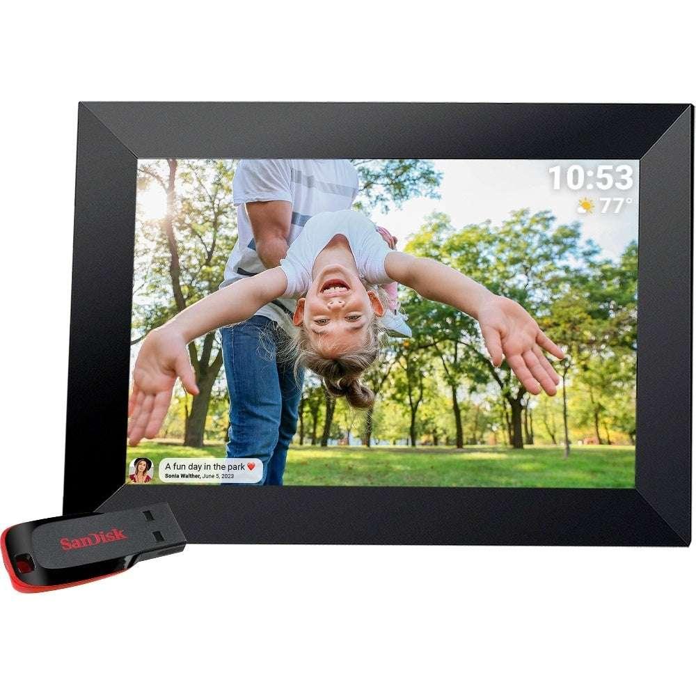 PRAKTICA 10’’ Digital Photo Frame 1280 x 800 with Wi-Fi and Frameo Software - Frame + Sandisk 32GB USB Flash Drive