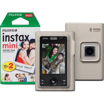 Fujifilm Instax Mini LiPlay Plus Hybrid Instant Camera - Beige - Camera & 20 Shot Pack - Compact Digital Cameras | Hipeon