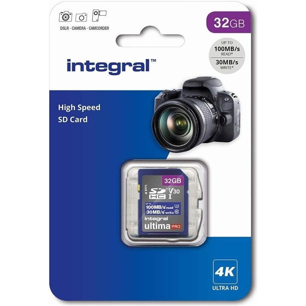 Integral 32GB High Speed V30 UHS-I U3 Class 10 SDHC Memory Card