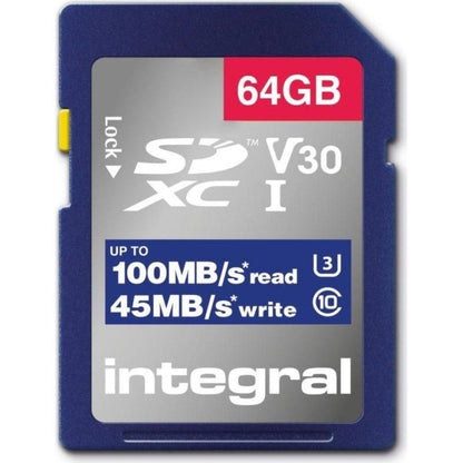 Integral 64GB 100MB/s V30 UHS-1 U3 CL10 SDXC Memory Card