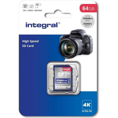 Integral 64GB 100MB/s V30 UHS-1 U3 CL10 SDXC Memory Card