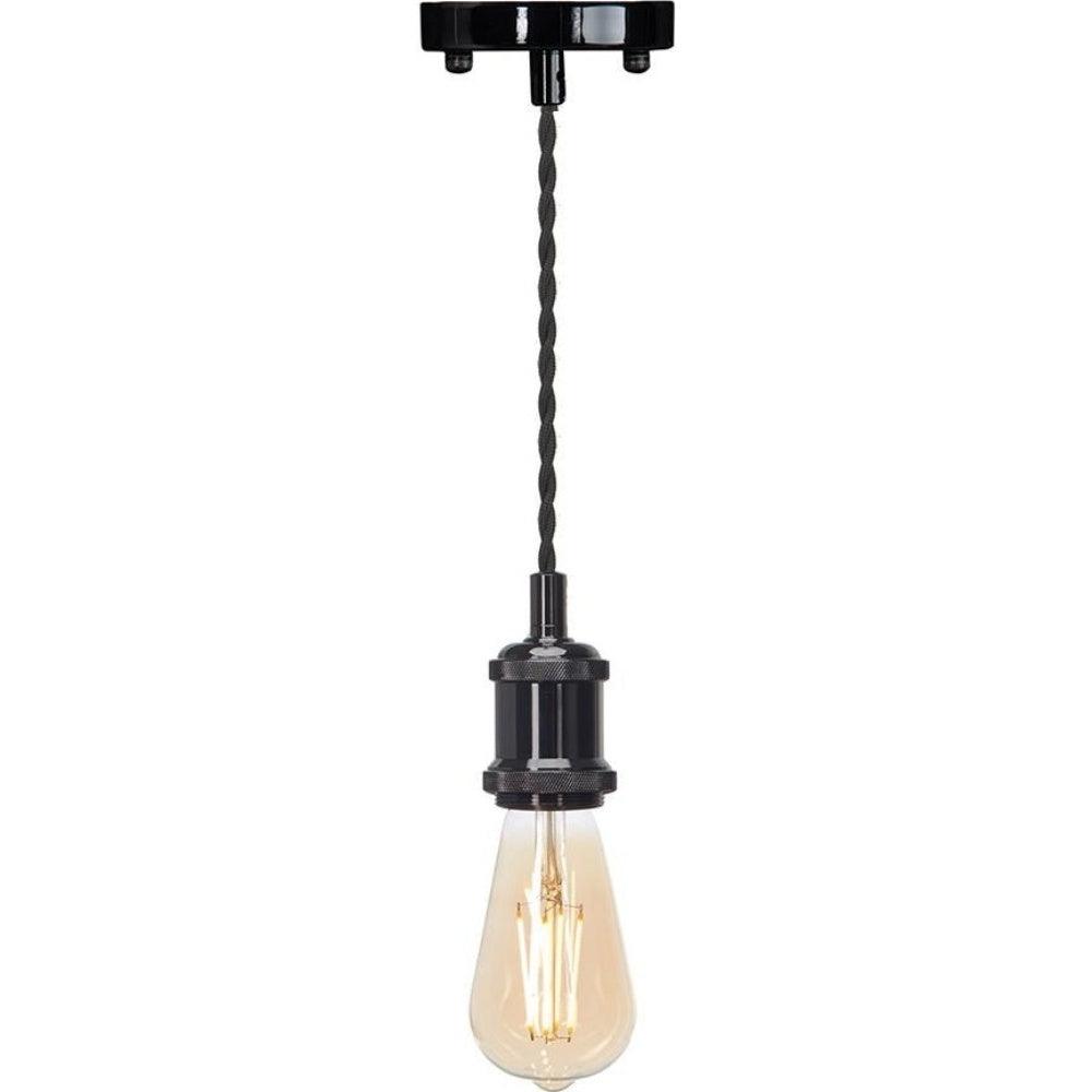 4lite Vintage Design Single Lighting Pendant with ST64 Bulb - Silver