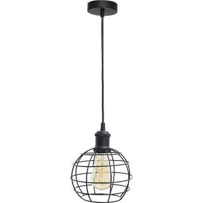 4lite Decorative Bird Cage Lighting Pendant for E27 Large Screw Fit Lamp (Bulb Not Included) - Matte Black