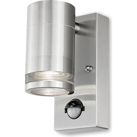 4lite Marinus GU10 Single Direction Outdoor Wall Light with PIR - Stainless Steel - Single