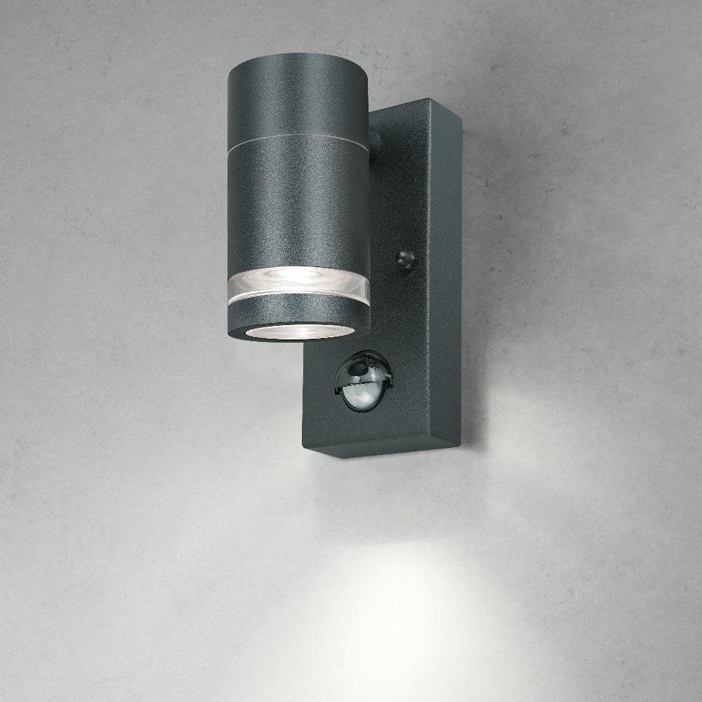 4lite Marinus GU10 Single Direction Outdoor Wall Light with PIR - Anthracite - Single