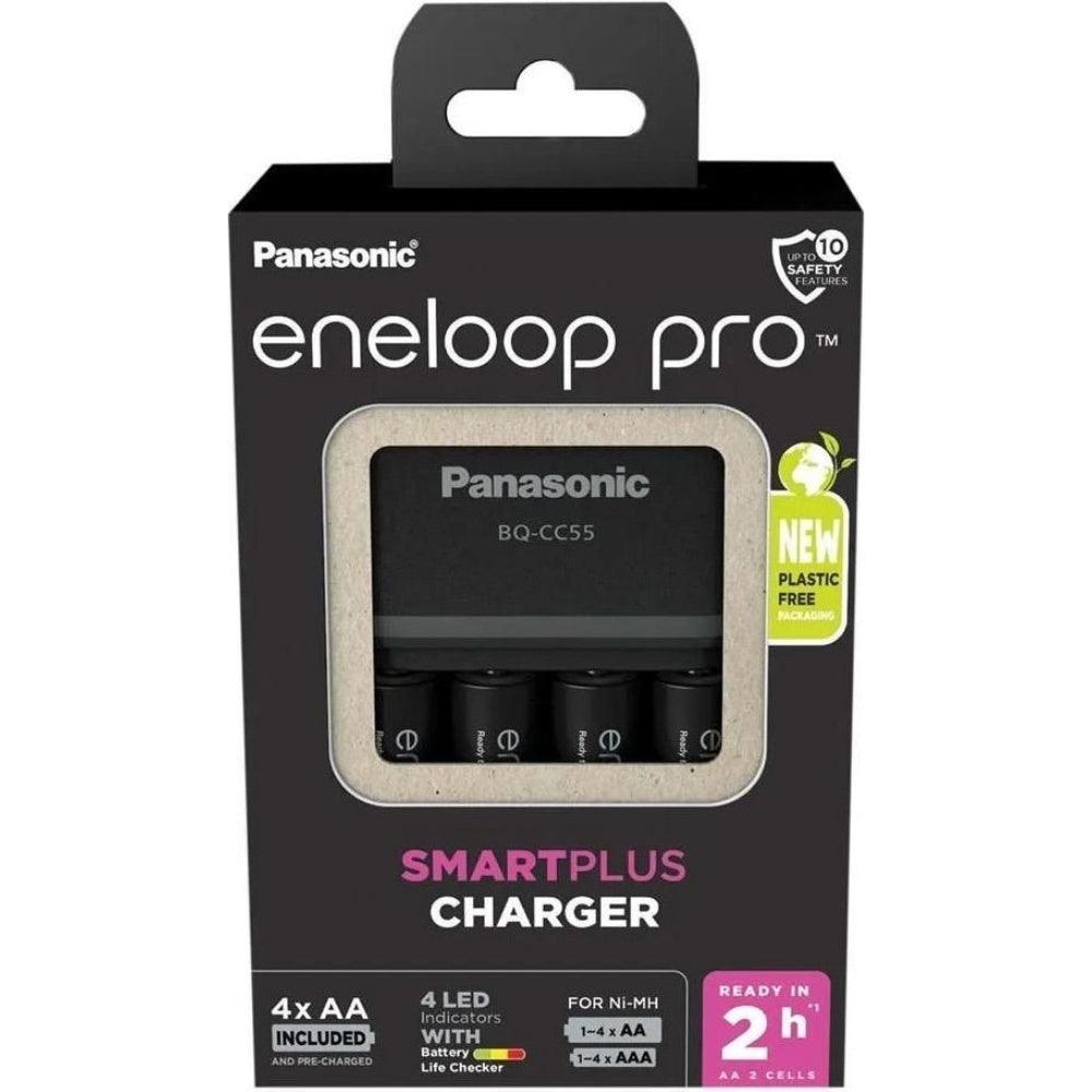 Panasonic ENELOOP BQ-CC55 UK Plug-in Charger with 4x AA 2500mAh Rechargeable Batteries