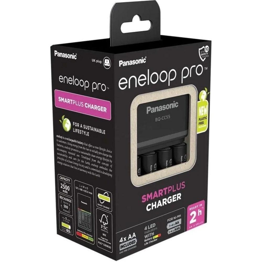 Panasonic ENELOOP BQ-CC55 UK Plug-in Charger with 4x AA 2500mAh Rechargeable Batteries