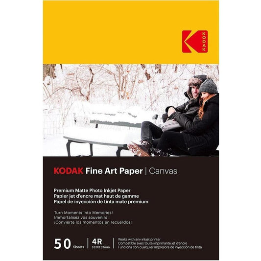 Kodak Fine Art Canvas 4R 102x152mm Premium Matte Photo Inkjet Paper - 50 Sheets