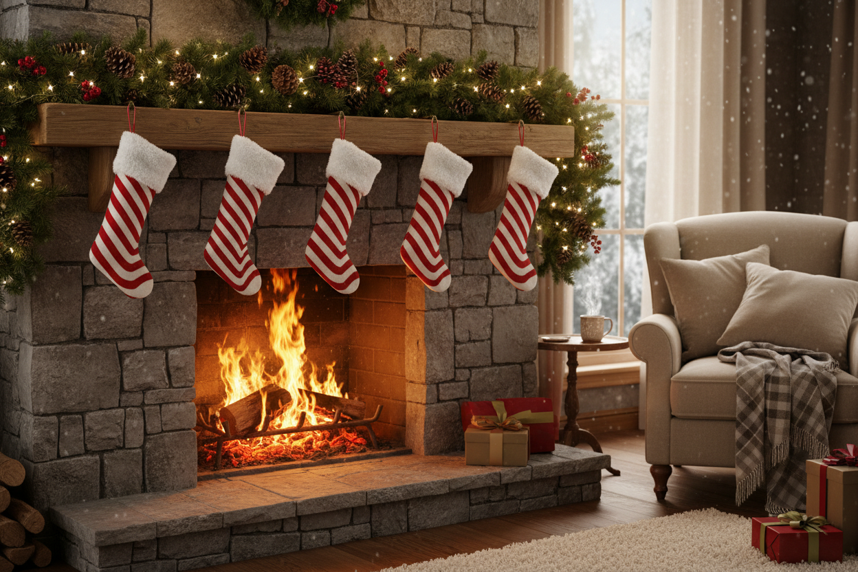 christmas stocking fireplace