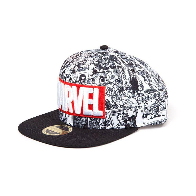 MARVEL COMICS Logo and Comic Pattern Snapback Baseball Cap Multi-colour