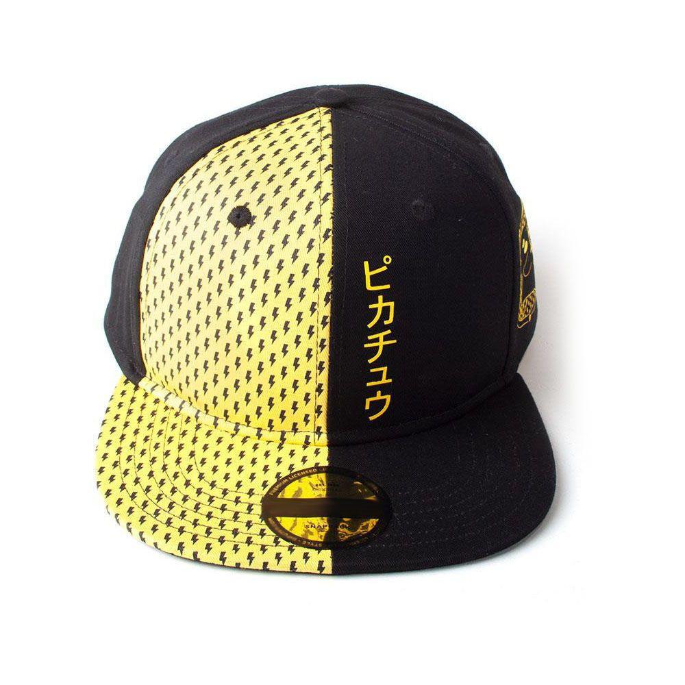 POKEMON Block Pikachu Snapback Baseball Cap Unisex Black/Yellow