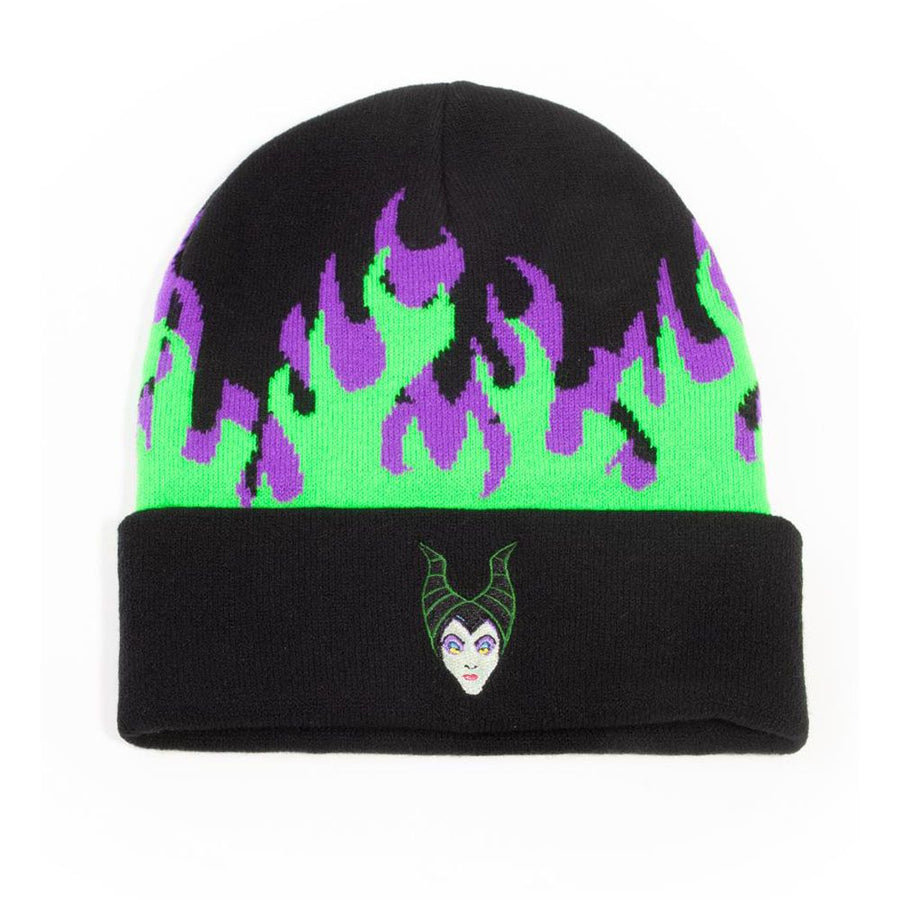 DISNEY Maleficent 2 Flames with Malefcent Character Face Roll-up Beanie