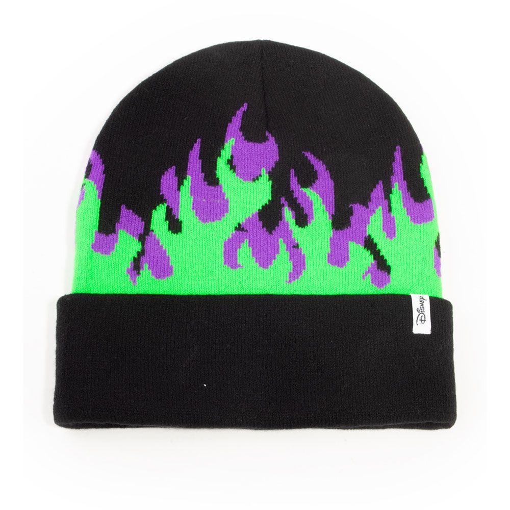 DISNEY Maleficent 2 Flames with Malefcent Character Face Roll-up Beanie Unisex Black