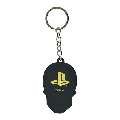 SONY Playstation Biker Skull Rubber Keychain Unisex Yellow/Black