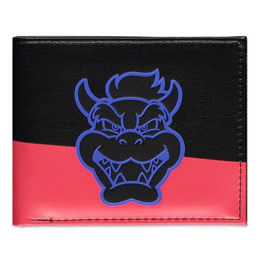 NINTENDO Super Mario Bros. Neon Bowser Face Bi-fold Wallet Male Black/Pink