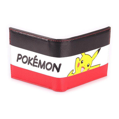 POKEMON Pikachu Striped Tri-colour All-Over Print Bi-fold Wallet Male Multi-colour