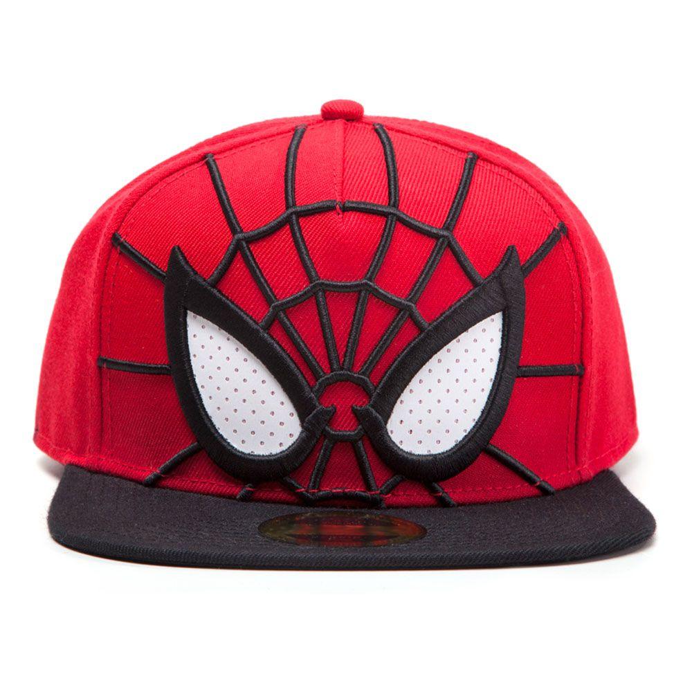 MARVEL COMICS Spider-man 3D Face Mask with Mesh Eyes Snapback Baseball Cap Unisex Red/Black