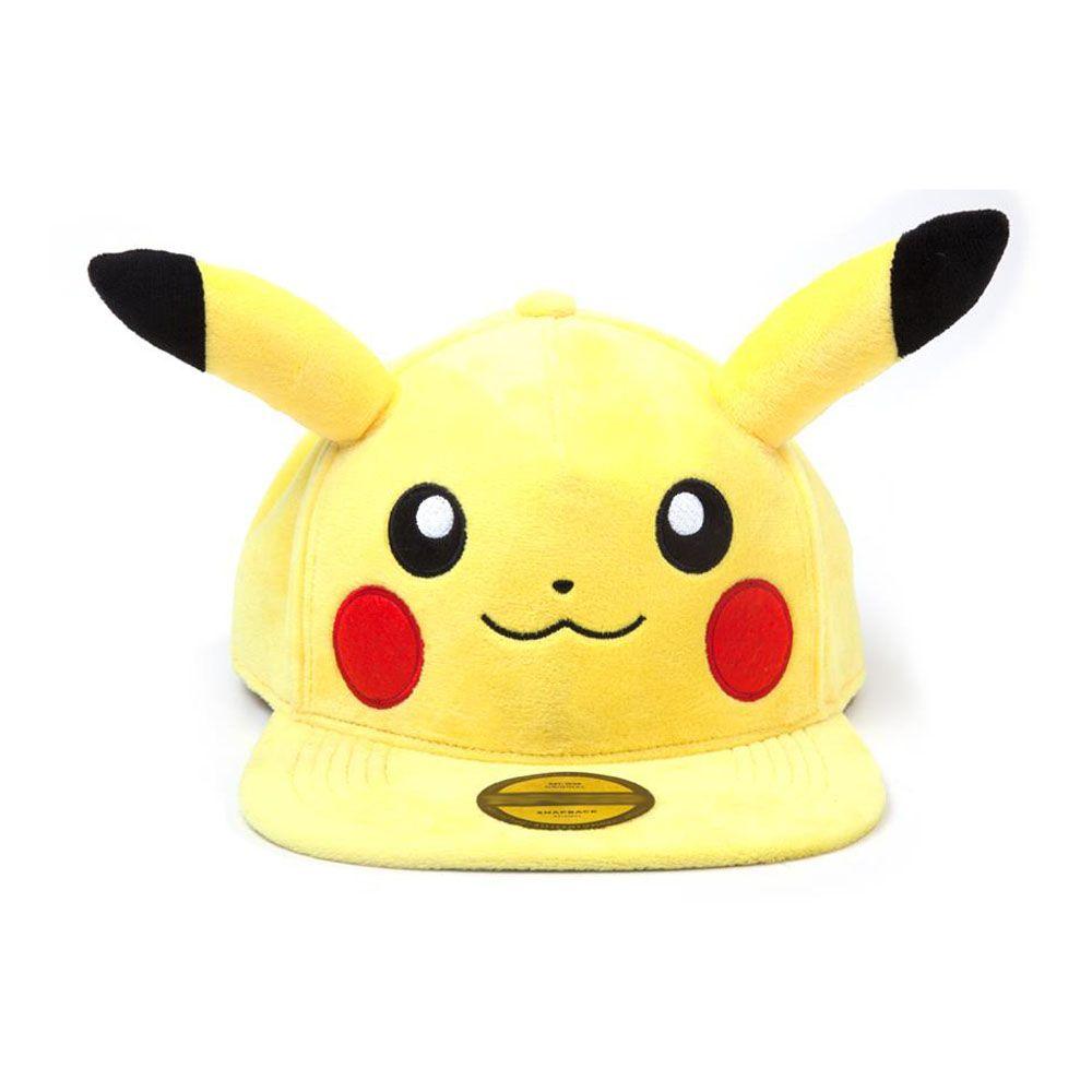 POKEMON Pikachu Plush with Ears Snapback Baseball Cap Unisex Yellow/Black