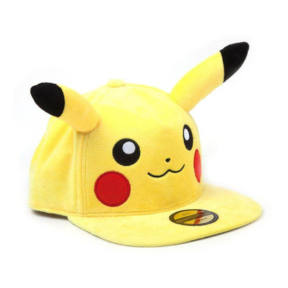 POKEMON Pikachu Plush with Ears Snapback Baseball Cap Unisex Yellow/Black